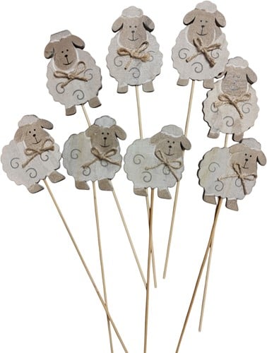 [A-016997] Bijsteker Houten schapen pak 8 stuks