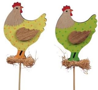 [A-023979] Bijsteker Kip Haan Groen Geel 5x7 cm pak 10 stuks