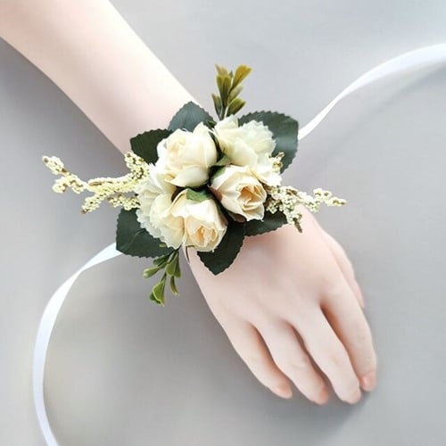 [A-023055] Luxe Polscorsage Champagne H kant en klaar lintsluiting