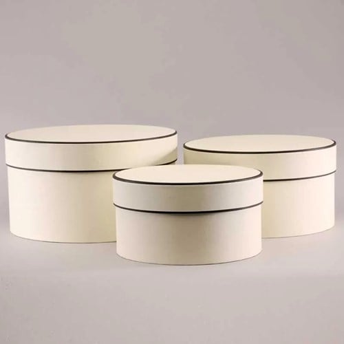 [A-024159] Ronde Bloemendozen Crème-Brown trim set van 3