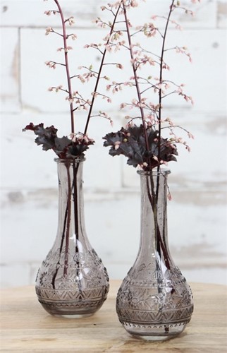 [A-022834] Gekleurd Glazen Flesje Paris Grijs Ø7,5 cm H15,8 cm per stuk