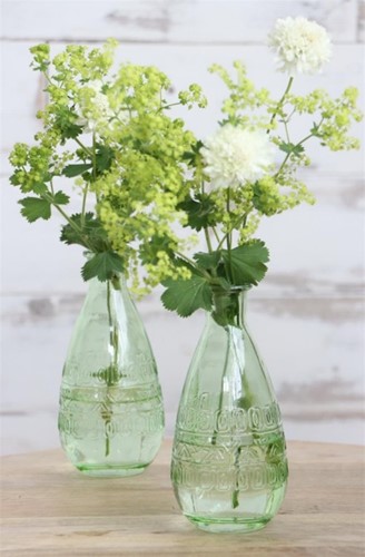 [A-022856] Gekleurd Glazen Flesje Paris Soft Groen Lichtgroen Ø7,5 cm H15,8 cm per stuk