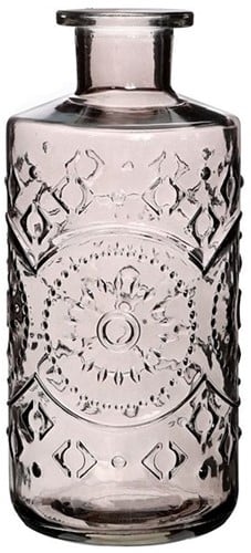 [A-023434] Gekleurde Glazen Fles Berlin Soft Grey ook geschikt als olielamp Ø9 cm H21 cm per stuk