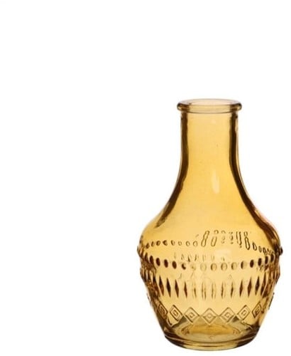 [A-023436] Gekleurd Glazen Flesje Milano Oker Ø6 cm H10 cm per stuk