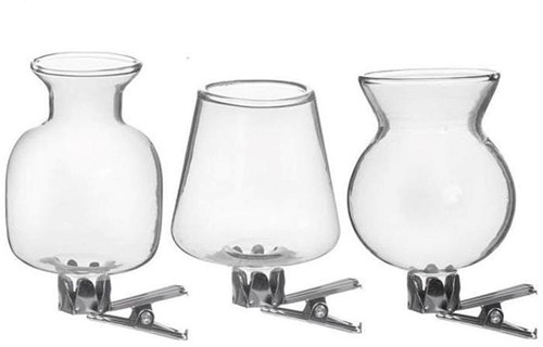 [A-024110] Gekleurd Glazen Flesje Clipper Clear Set 3 stuks met Clip