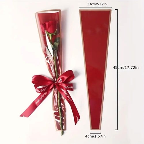 [A-027348] Hoes enkele bloem Rood met gouden streepje ca. 20 stuks