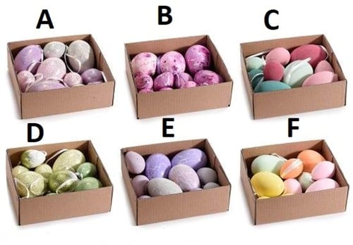 [A-023832] Gekleurde kippeneieren kunststof hangers mix F 10 stuks