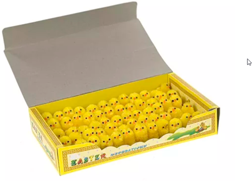 [A-023714] Big box Chenille kuikentjes Geel 3,5 cm doos 84 stuks