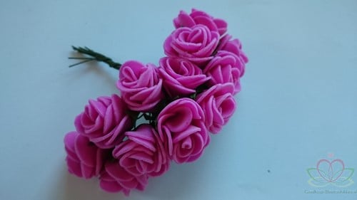 [A-011744] Mini Foam Roos Fuchsia 2,5 cm Bundel 12 stuks