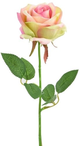 [A-024537] Zijden Roos Roze Groen Single 45 cm per stuk