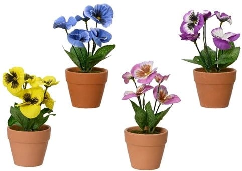 [A-025850] Viooltje Zijden Roze Rechtsonder op foto dia 7.5 cm H 18 cm per stuk