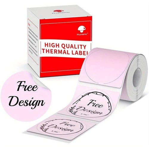 [A-025931] Thermische labels Blanco etiketten voor thermal labelprinters M110 M110S M120 M200 M220 M221 Roze rond 50 mm rol 200 stuks