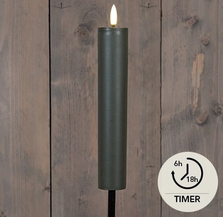 [A-027488] LED Fakkel Solar Olijf Anna's Collection met timer 21x4 cm op 76 cm steker per stuk