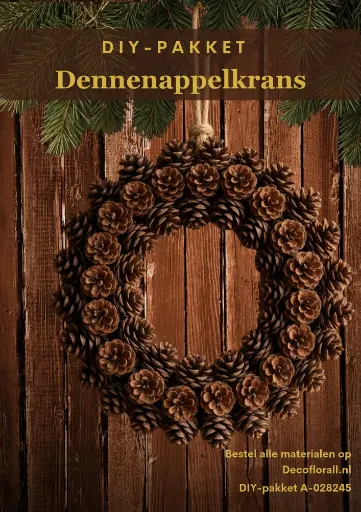[A-028245] DIY pakket Dennenappelkrans op metalen frame Stel zelf je pakket samen
